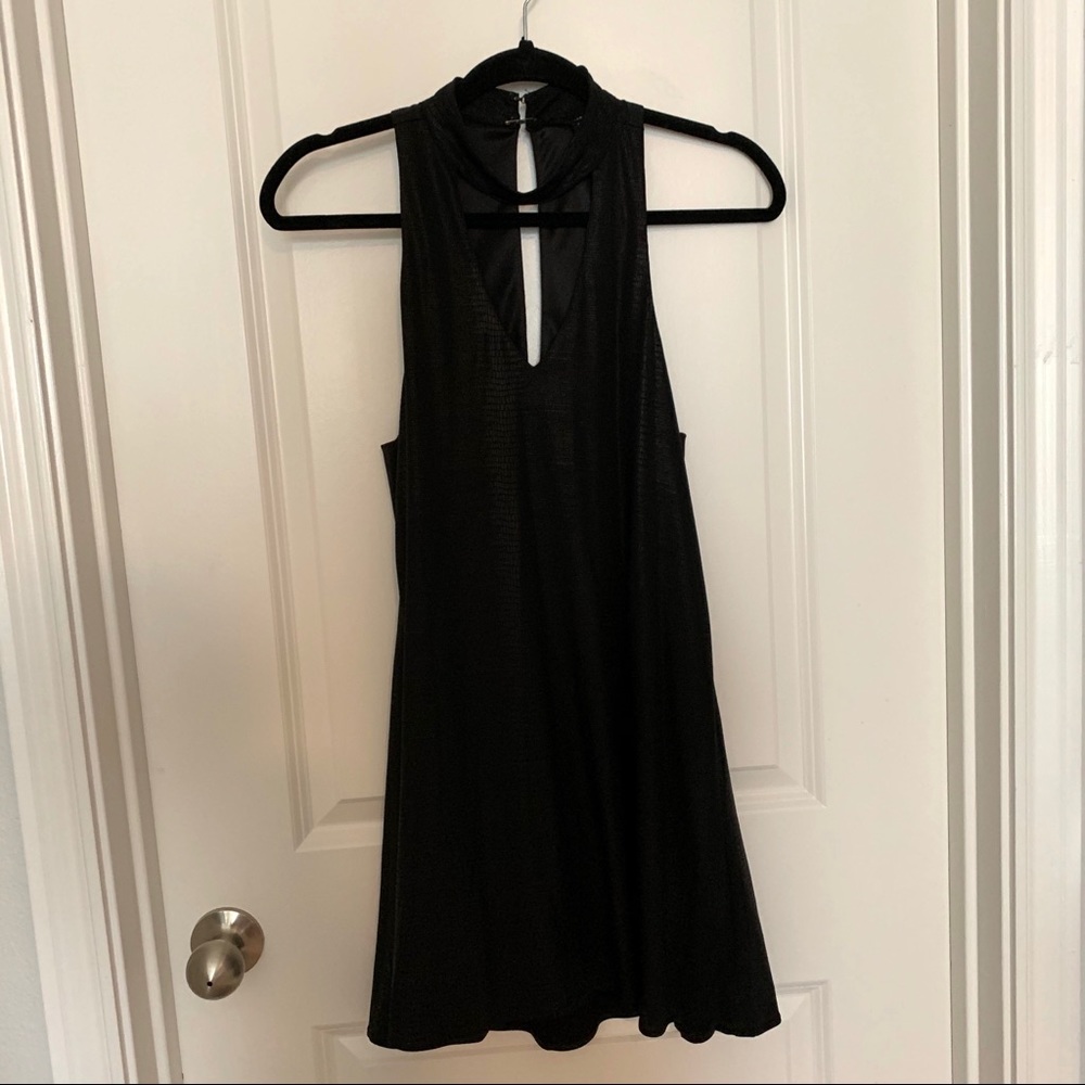 Black high neck shift dress